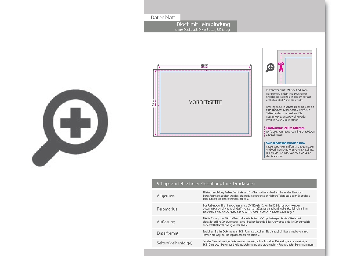 Product Bild block_mit_leimbindung__din_a5_quer__25_blatt__5_0_farbig_einseitig_bedruckt_(cmyk_4-farbig_+_1_sonderfarbe_hks_oder_pantone)